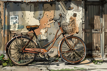 自転車と昭和の街角
