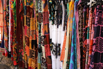 Tel Aviv Israel 04/05/2024. Various goods and clothes are displayed on display in a store in a large shopping center. - obrazy, fototapety, plakaty