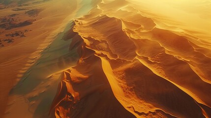 An expansive desert landscape seen from above - obrazy, fototapety, plakaty