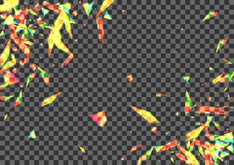 Yellow Confetti Background Transparent Vector. Particle Technology Texture. Glow New Template. Green Glamour. Glare Celebrate Card.