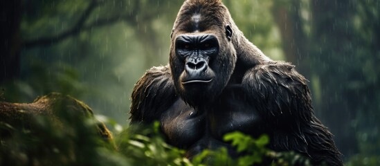 A gorilla in the rainforest