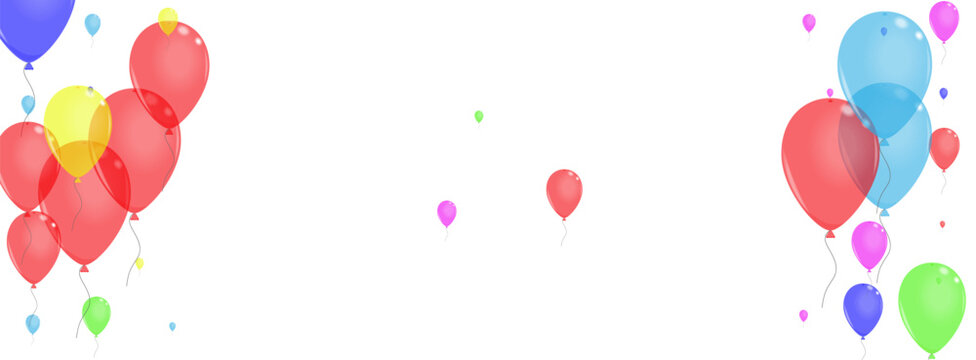 Bright Balloon Background White Vector. Air Birthday Set. Blue Sphere. Green Toy. Flying Celebration Border.