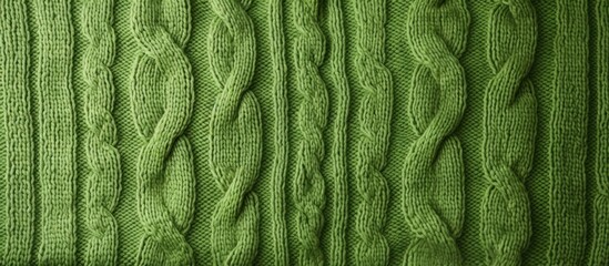 Green cable knit sweater on black background - Powered by Adobe