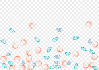 Ultramarine Scallop Background Transparent Vector. Seashell Seamless Wallpaper. Aquatic Design. Navy Starfish Vintage Graphic. Orange Shell.