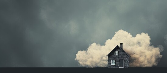 House on Hill with Cloud Background
