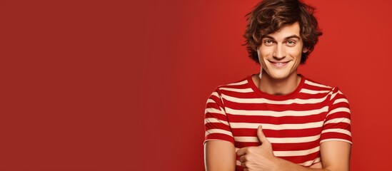 Man in red and white striped shirt