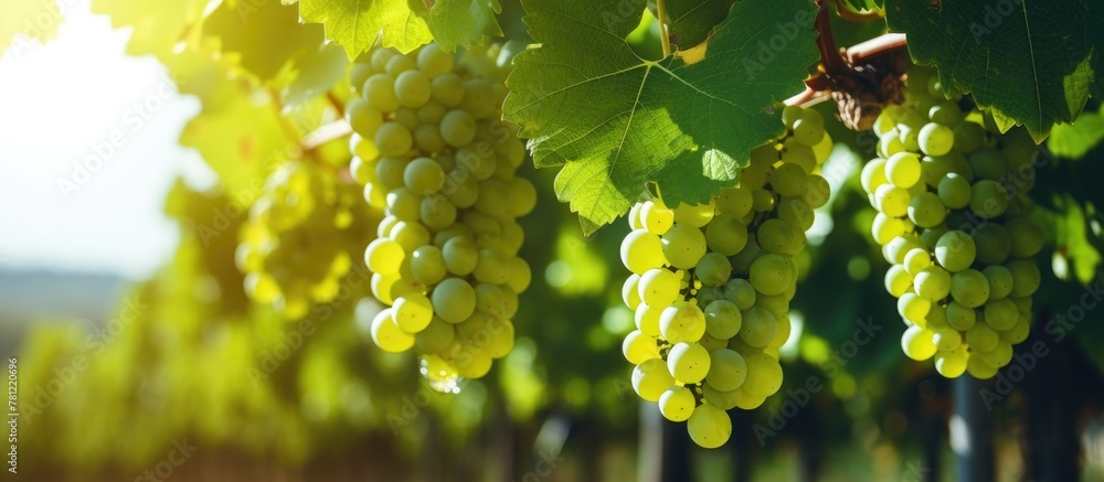 Poster cluster of grapes on vine