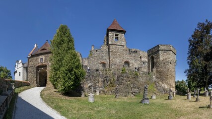 Beautiful view of ruin of the medieval castle Klenova in the Czech Republic