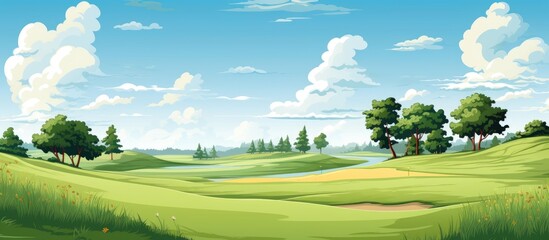 Countryside golf course with lush green landscape