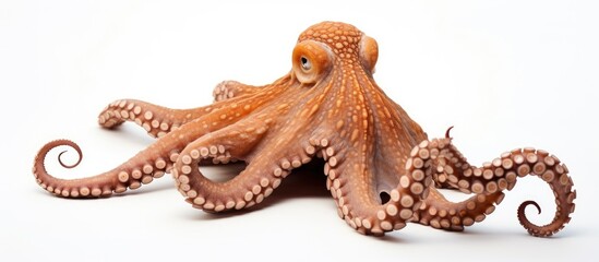 Obraz premium Fresh octopus on a plain white backdrop