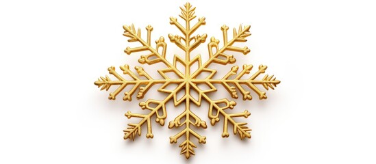 Gold snowflake on white backdrop