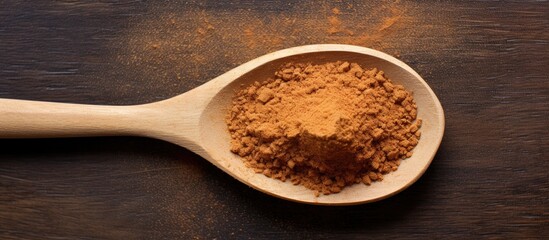 Wooden spoon brown sugar mix close-up