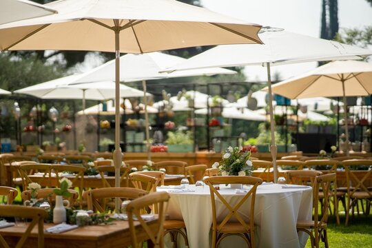 Outdoor restaurant with umbrellas