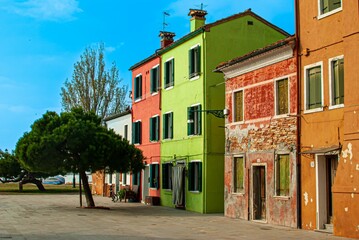 Fototapeta na wymiar Beautiful shot of colorful traditional residential houses of Venice
