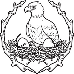 Fototapeta na wymiar Eagle coloring pages. Eagle bird outline vector for coloring book