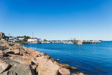 Fototapeta na wymiar Harbor in Eastport, Maine during the daytime