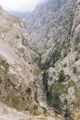 Breathtaking view of the rocky mountains in Ruta del Cares, Asturias, Spain