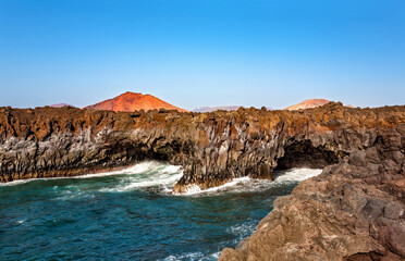 Fototapeta na wymiar Lava cliffs Los Hervideros, Island Lanzarote, Canary Islands, Spain, Europe.