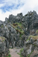 Vertical shot of beautiful mountains in Asturias, Spain