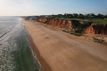 Aerial view of the Praia Vale do Lobo beach in Algarve, Portugal