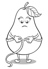 Pear measuring waist coloring book PNG