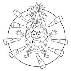 Pineapple target coloring book PNG illustration