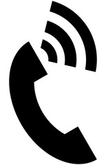 Telephone call symbol with the silhouette of a handset with sound waves