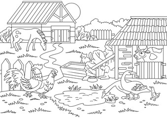 Obraz premium Cartoon children coloring PNG illustration