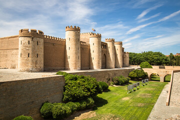 Aljaferia palace, ancient medieval castle from al-andalus,  zaragoza, spain