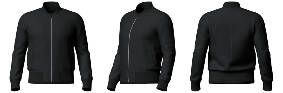 men bomber jacket zip up isolated