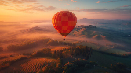 Obraz premium Hot air balloon in flight over Italy.