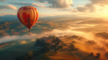Obraz premium Hot air balloon in flight over Italy.