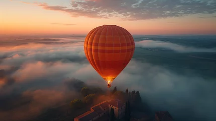 Poster Hot air balloon in flight over Italy. © Janis Smits
