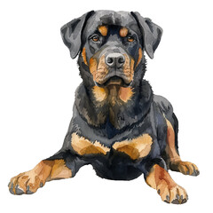 cute rottweiler vector illustration in watercolour style