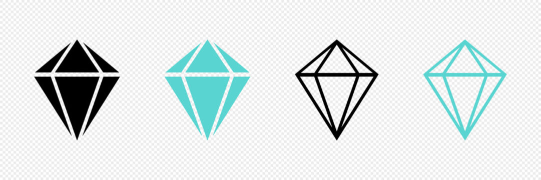 Set of brilliant diamonds in flat style. Vector. On a white background.