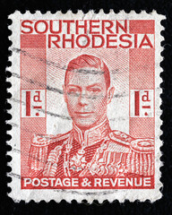 Ukraine, Kiyiv - February 3, 2024.Postage stamps from South Rhodesia.Postage stamp printed in South...