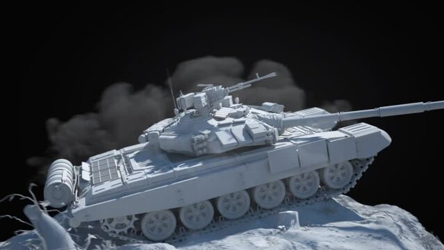 Scene from the battle of the Russian t-80 tank