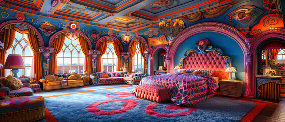 Obraz premium Majestic Palace Interior with Ornate Decorations, Historical Landmark, Rich Cultural Heritage and Art