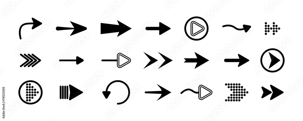 Poster arrows big black icon set. arrow icon. collection of vector arrows. arrow. cursor. modern simple arr