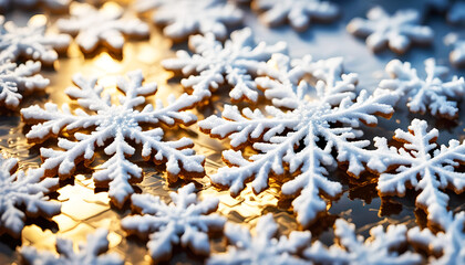 Winter glitzernde Schneeflocke aus Kristall auf Eis und Schnee, zur gefrorenen Jahreszeit Weihnachten, winterlich weihnachtliche Vorlage in weiß, Hintergründe für Feiertage Grußkarten Grüße 