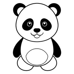 Cute Baby Panda  Line Art Vector