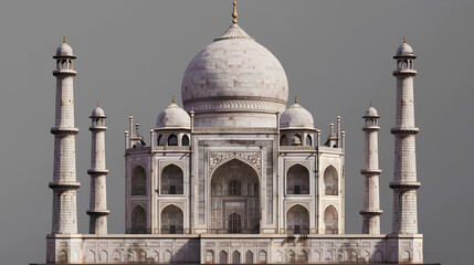 Fototapeta na wymiar A highly detailed 3D model of the Taj Mahal with realistic textures and lighting, showcasing its intricate details and symmetrical architecture.