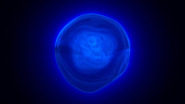 Blue  energy plasma futuristic magic round ball sphere. Abstract background. Video in high quality 4k, motion design
