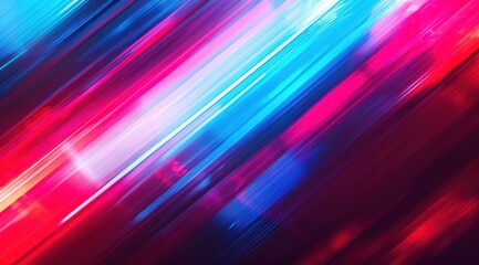 Neon light blurred fluorescent lines in red and blue background