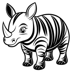 Rhinoceros  Line Art Vector