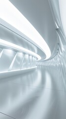 abstract minimalist architecture with clean lines and a glowing curved pathway