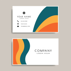 Retro fluid shapes business card template. Abstract flat color design. Creative and fun vibe. For personal information and business purposes.