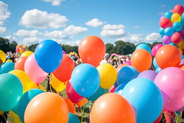 Colorful Balloon Display at a Joyful Outdoor Festival