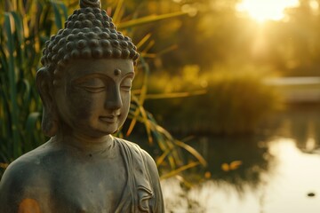 Enlightened Serenity: Buddha's Tranquil Moment at Dusk