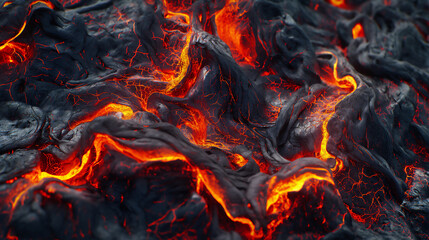 Molten lava volcanic rock texture background with magma and fire - Powered by Adobe